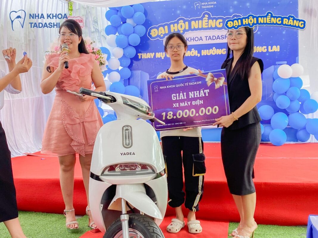Nha khoa Tadashi gửi lời chúc mừng khách hàng đã trúng GIẢI NHẤT 1 XE MÁY ĐIỆN trong sự kiện Đại Hội Niềng Răng